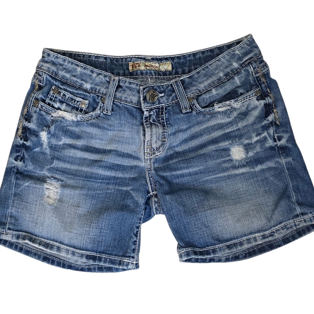🥀BKE blue cotton distressed denim jean shorts